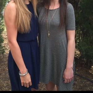 Francescas grey and white striped dress